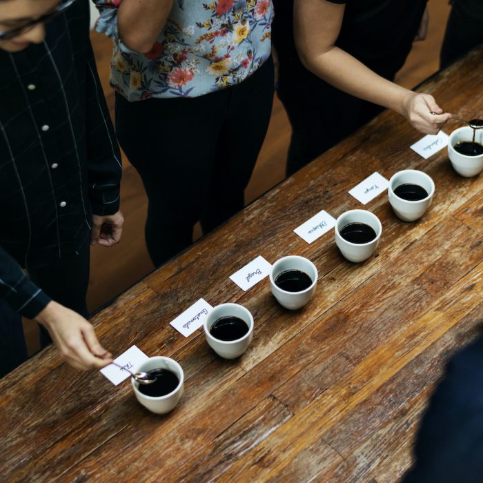 People attending coffee tasting class